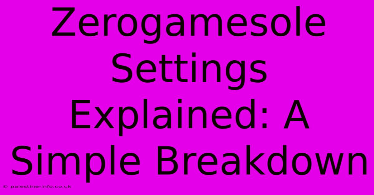 Zerogamesole Settings Explained: A Simple Breakdown