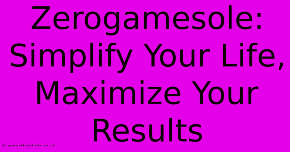 Zerogamesole: Simplify Your Life, Maximize Your Results