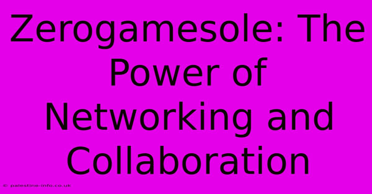 Zerogamesole: The Power Of Networking And Collaboration